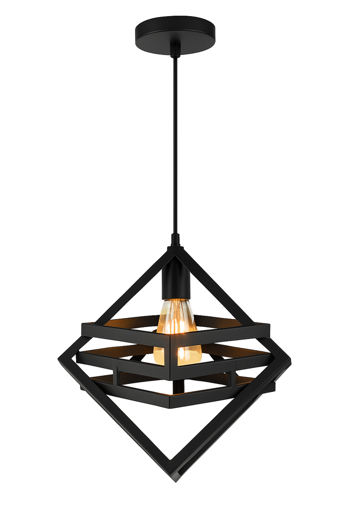 Modern Double Box Ceiling Lamp, E27 – Single & 3-Light Cluster (Black/Gold)