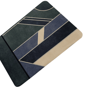 Napa Anti-Slip Mat - Premium Geometric Design Rug Deep Green & Beige