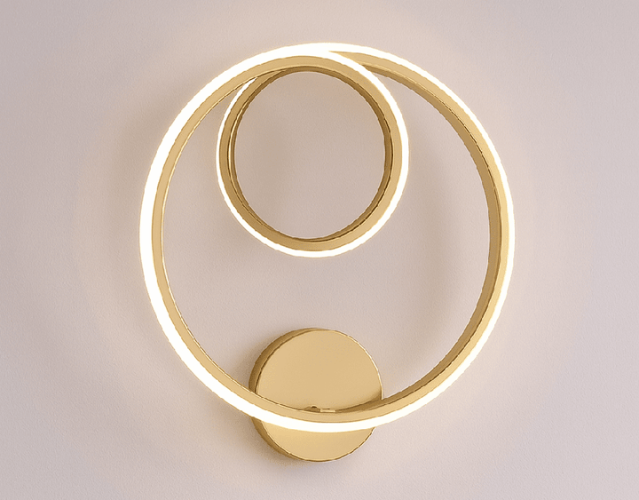AureaLoop™ – Modern Gold Dual Ring LED Wall Lamp