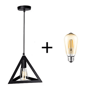 Modern Triangle Ceiling Lamp, E27 – Single -Light Cluster (Black/Gold)