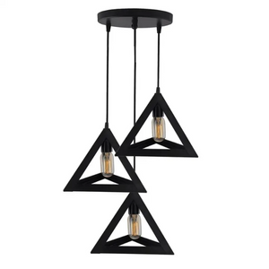 Modern Triangle Ceiling Lamp, E27 – 3 in 1-Light Cluster (Black/Gold)