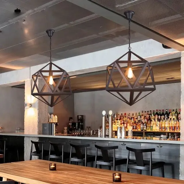 Modern Hexagon Ceiling Lamp, E27 – Large & Small Variants (Matte Black/Gold)