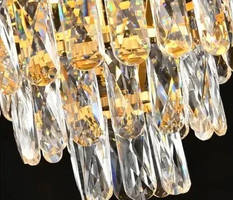 Modern Luxury European Style Crystal Chandelier (Gold Finish Metal Body) – Perfect for Living Room, Dining & Bedroom