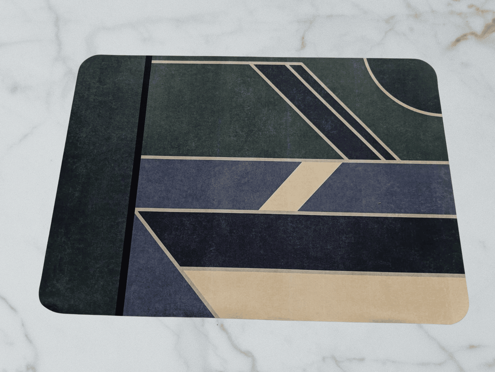 Napa Anti-Slip Mat - Premium Geometric Design Rug Deep Green & Beige