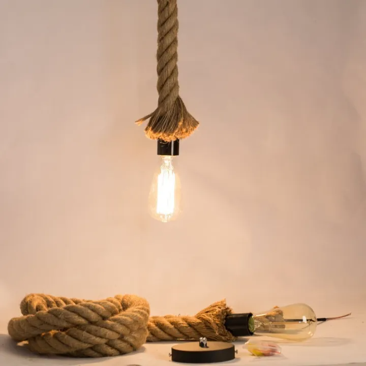 Rope Hanging Light | E27 Vintage Pendant Ceiling Lamp | Retro Hanging