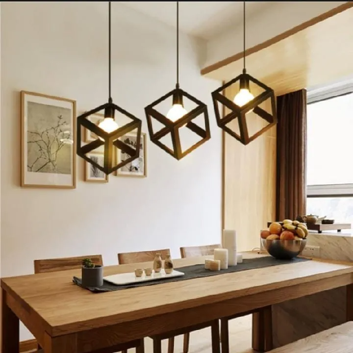 Modern Square Cube Ceiling Lamp (Black and  Golden )