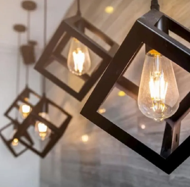 Modern Square Cube Ceiling Lamp (Black and  Golden )