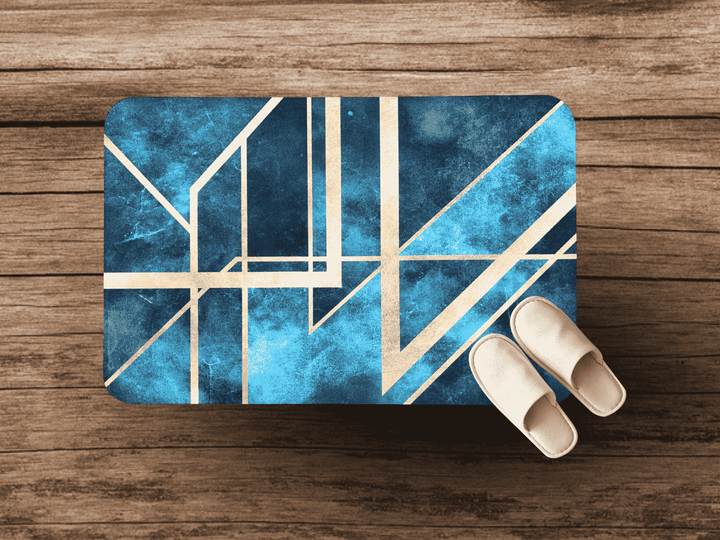 Non-Slip Super-Absorbent Mat(Royal Blue Geometric Luxe Mat)