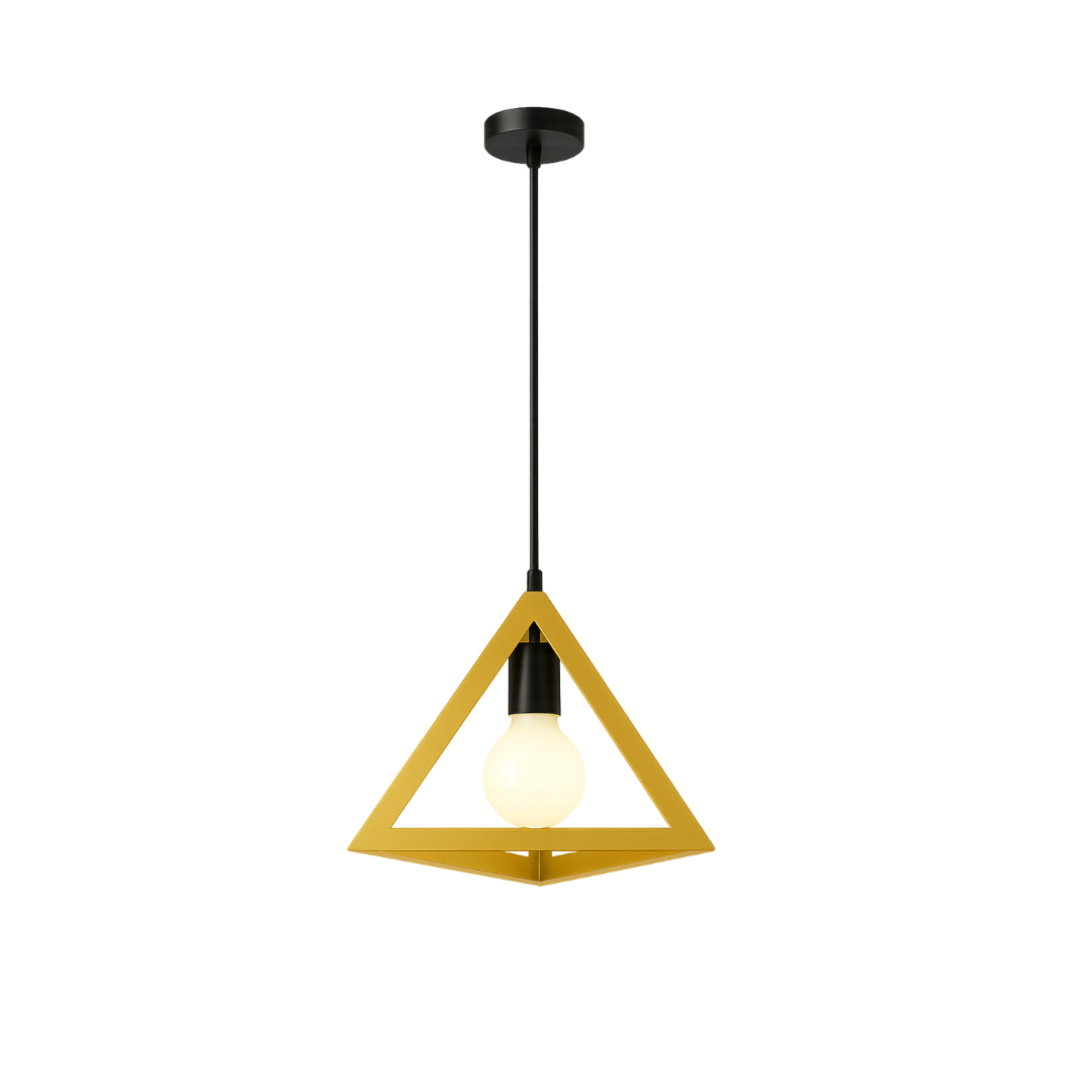 Modern Triangle Ceiling Lamp, E27 – Single & 3-Light Cluster (Black/Gold)