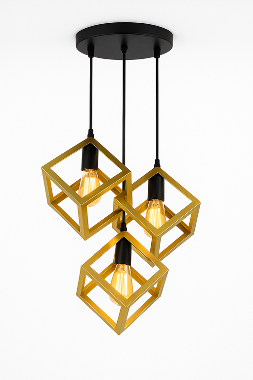 Modern Square Cube Ceiling Lamp (Black and  Golden )