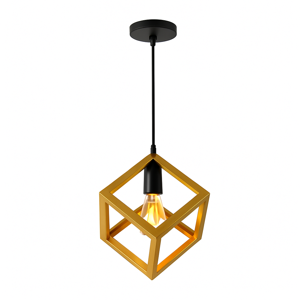 Modern Square Cube Ceiling Lamp (Black and  Golden )