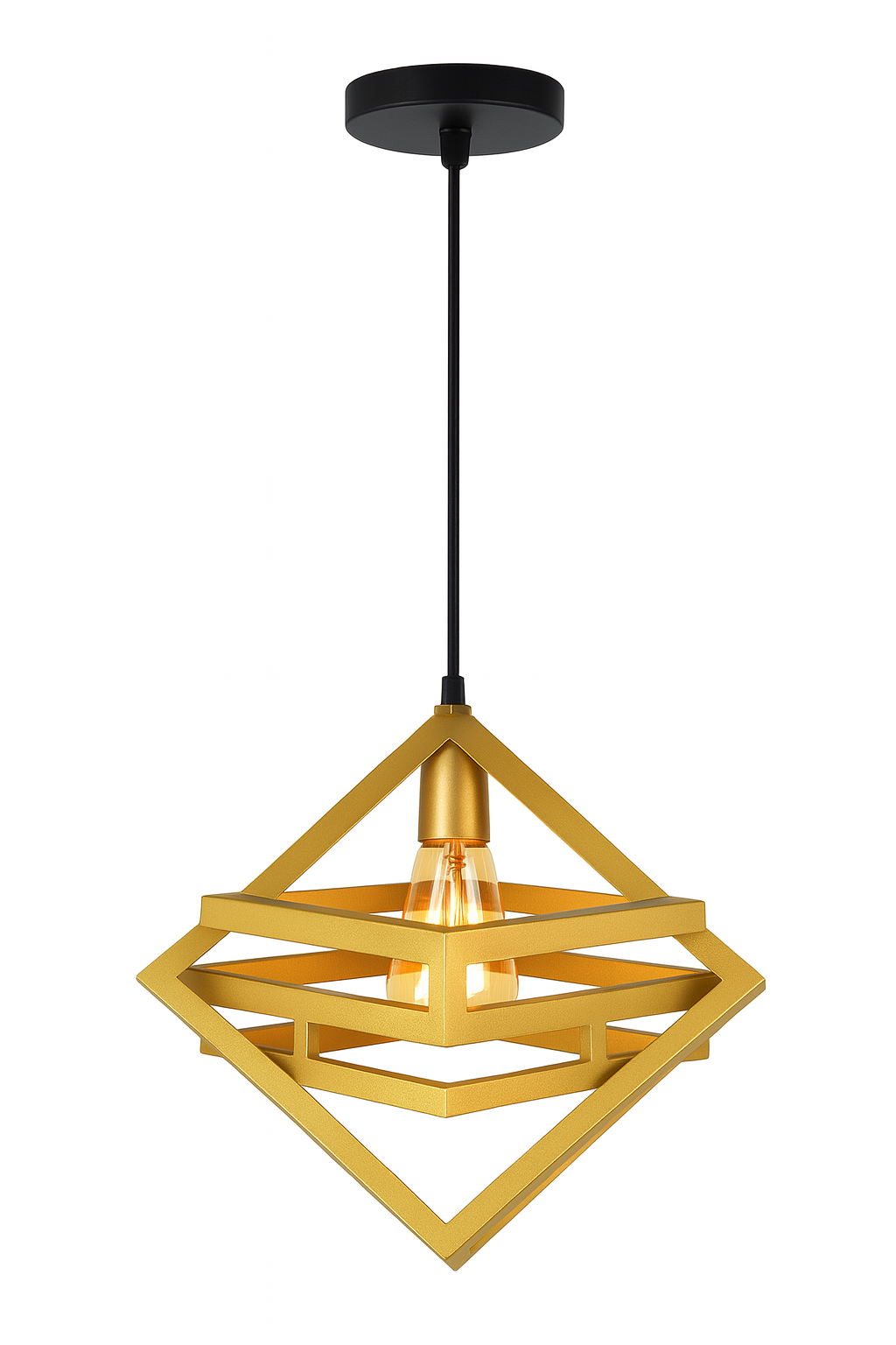 Modern Double Box Ceiling Lamp, E27 – Single & 3-Light Cluster (Black/Gold)
