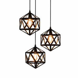 Modern Hexagon Ceiling Lamp, E27 – 3 in 1  (Matte Black)