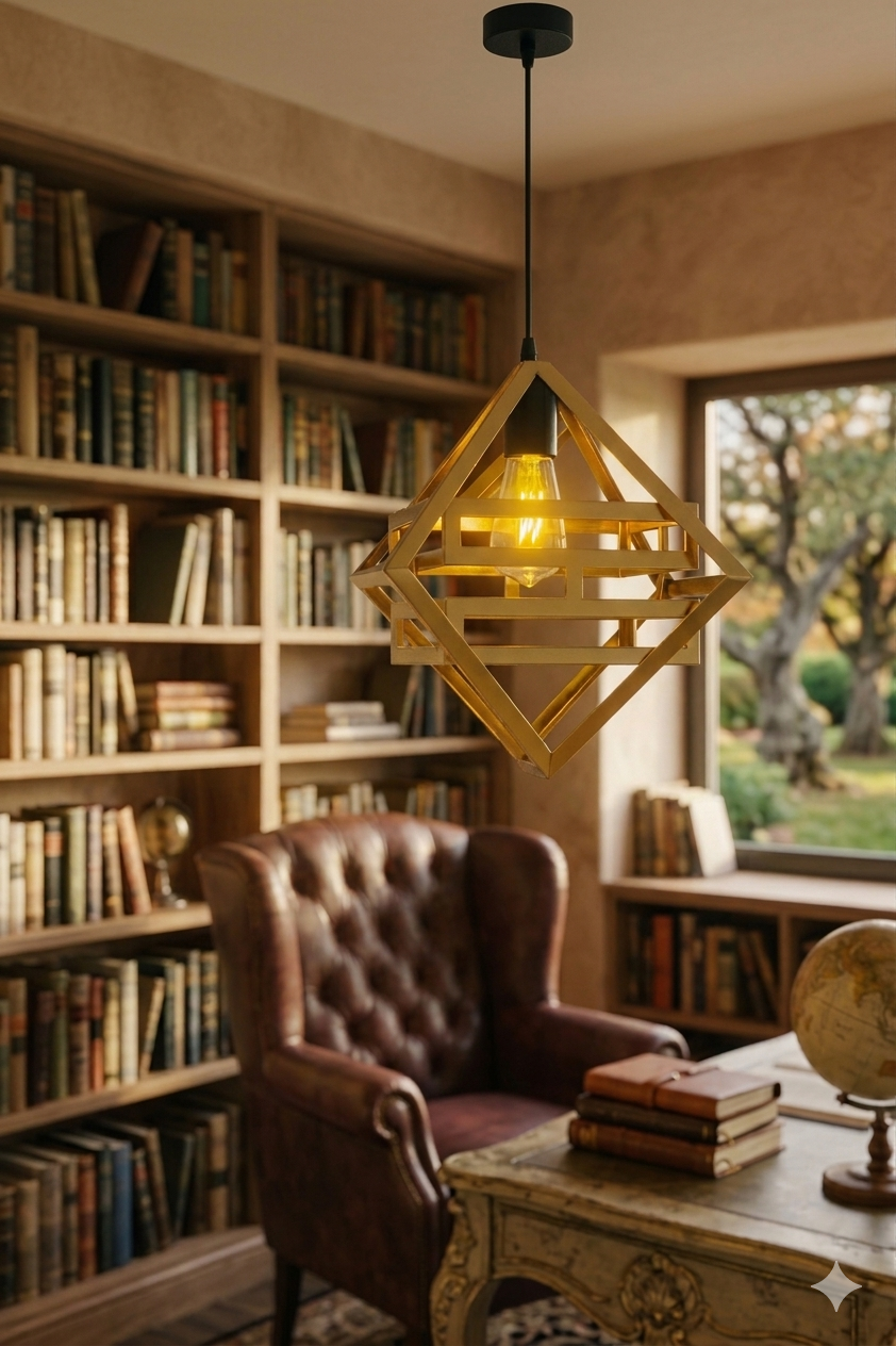 Modern Double Box Ceiling Lamp, E27 – Single & 3-Light Cluster (Black/Gold)