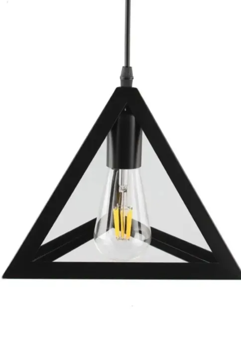 Modern Triangle Ceiling Lamp, E27 – Single & 3-Light Cluster (Black/Gold)