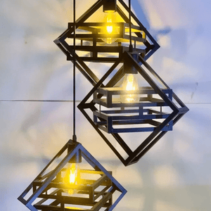 Modern Double Box Ceiling Lamp, E27 – Single & 3-Light Cluster (Black/Gold)