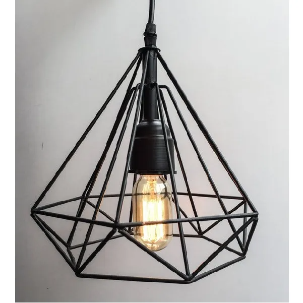 Modern Diamond Ceiling Lamp, E27 – Single & 3-Light Cluster (Matte Black)