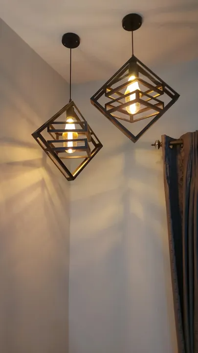 Modern Double Box Ceiling Lamp, E27 – Single & 3-Light Cluster (Black/Gold)