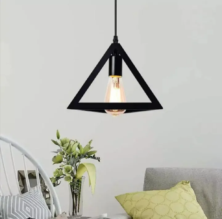 Modern Triangle Ceiling Lamp, E27 – Single & 3-Light Cluster (Black/Gold)