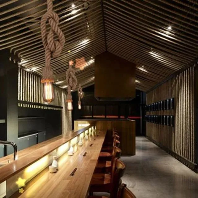 Rope Hanging Light | E27 Vintage Pendant Ceiling Lamp | Retro Hanging