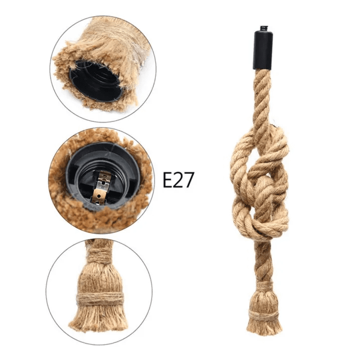 Rope Hanging Light | E27 Vintage Pendant Ceiling Lamp | Retro Hanging