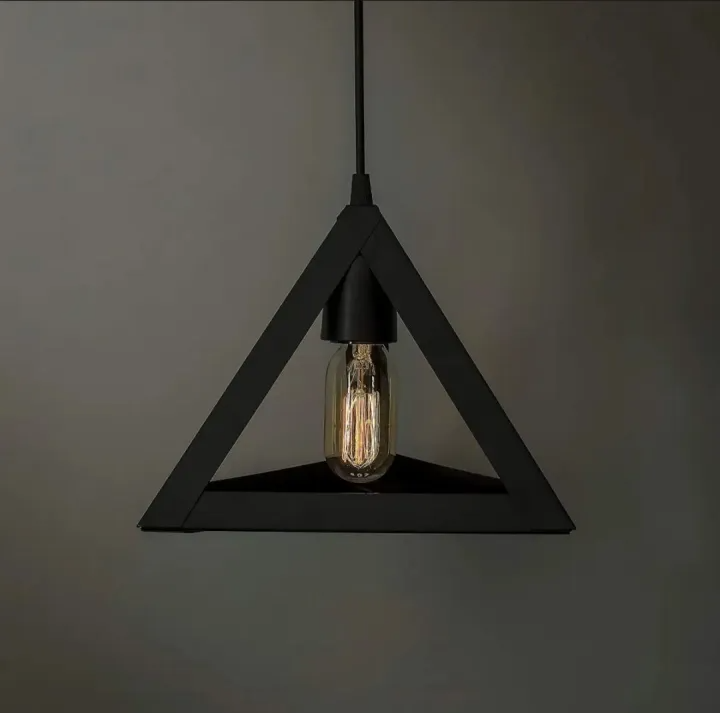 Modern Triangle Ceiling Lamp, E27 – Single & 3-Light Cluster (Black/Gold)