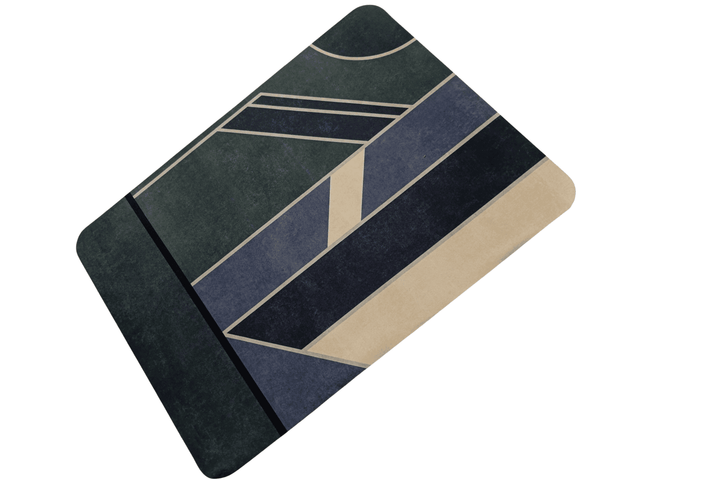 Napa Anti-Slip Mat - Premium Geometric Design Rug Deep Green & Beige