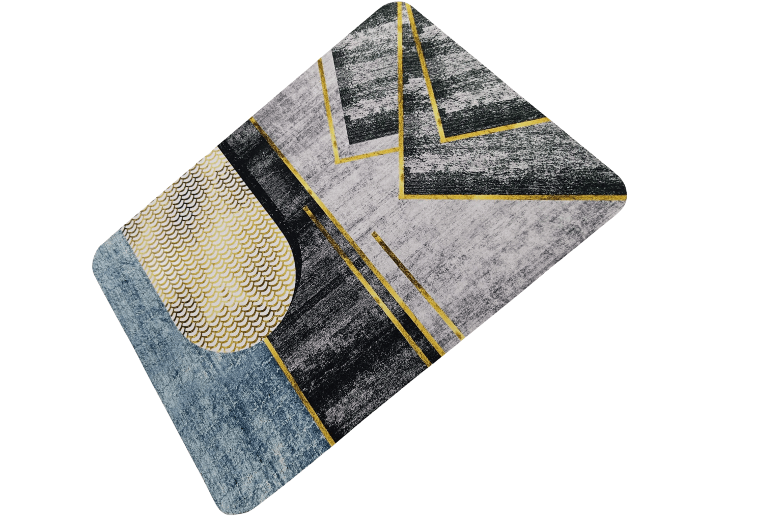 Napa Anti-Slip Mat - Soft Absorbent Geometric Rug Gold Accents Modern