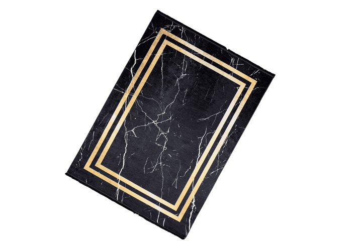 Premium Nappa Leather Multi-Purpose Mat - Black Marble Gold Frame