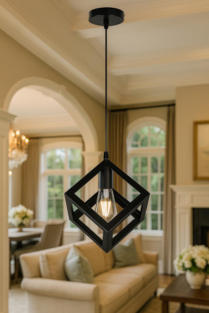 Modern Square Cube Ceiling Lamp (Black and  Golden ) (Copy)