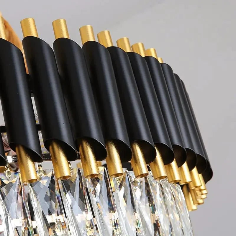 Luxury Black & Gold Crystal Chandelier 400MM | Modern Ceiling Light for Home Décor