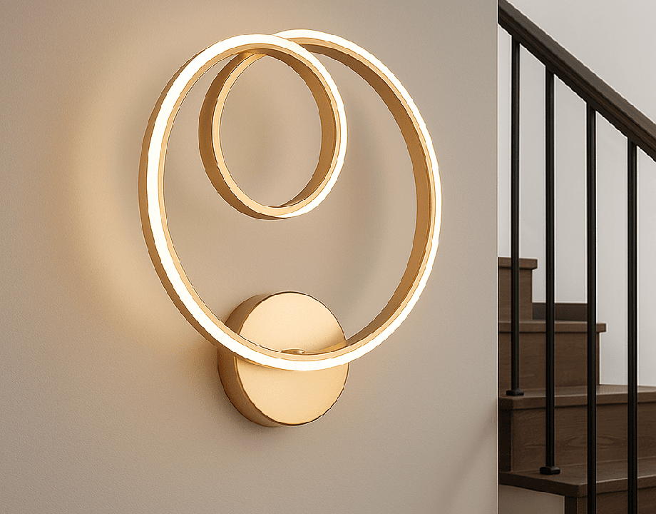 AureaLoop™ – Modern Gold Dual Ring LED Wall Lamp