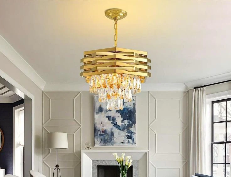 Modern Luxury European Style Crystal Chandelier (Gold Finish Metal Body) – Perfect for Living Room, Dining & Bedroom