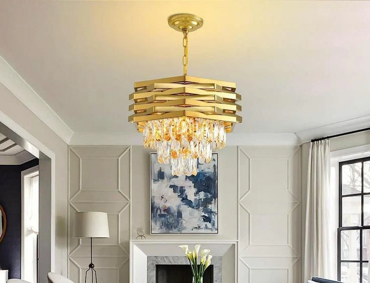 Modern Luxury European Style Crystal Chandelier (Gold Finish Metal Body) – Perfect for Living Room, Dining & Bedroom
