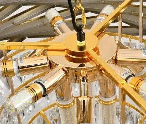 Modern Luxury European Style Crystal Chandelier (Gold Finish Metal Body) – Perfect for Living Room, Dining & Bedroom