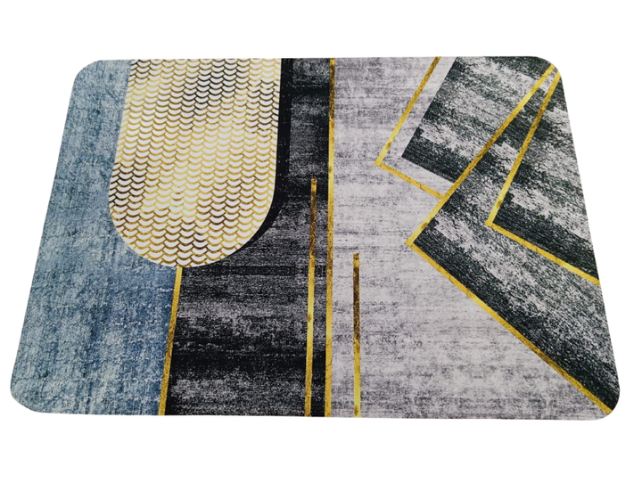 Napa Anti-Slip Mat - Soft Absorbent Geometric Rug Gold Accents Modern